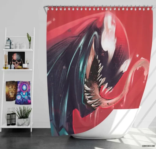 Venom Marvel Lethal Symbiote Feats Comic Shower Curtain