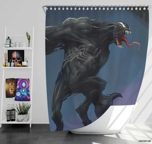 Venom Marvel Menacing Force Comic Shower Curtain