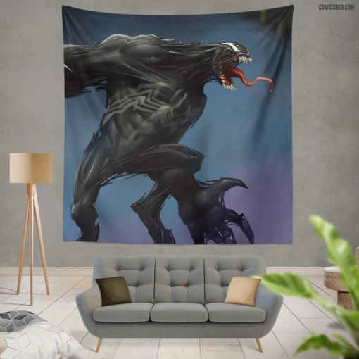 Venom Marvel Menacing Force Comic Wall Tapestry