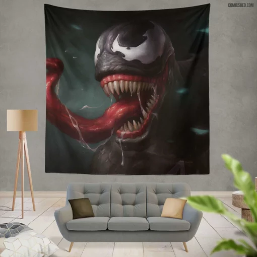 Venom Marvel Menacing Villainy Comic Wall Tapestry