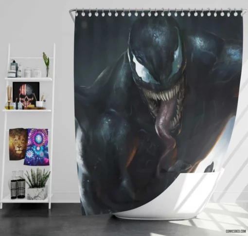 Venom Marvel Mysterious Being Comic Shower Curtain