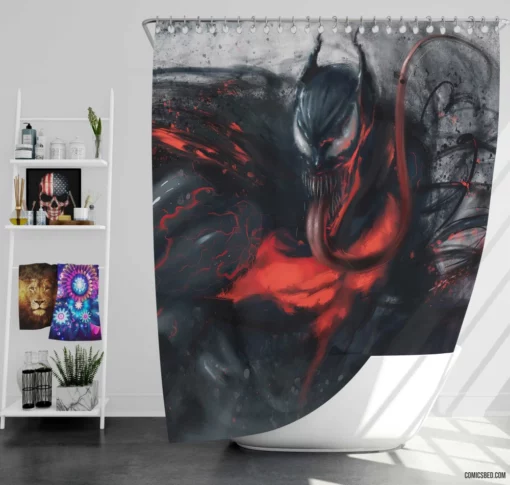 Venom Marvel Mysterious Entity Comic Shower Curtain