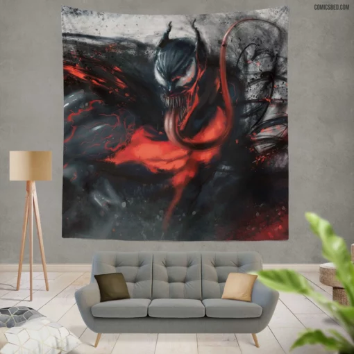 Venom Marvel Mysterious Entity Comic Wall Tapestry