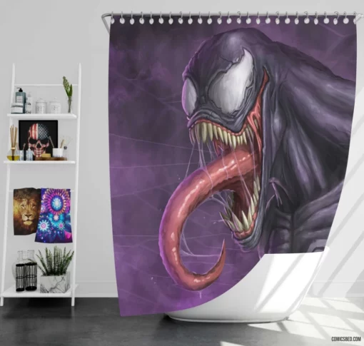 Venom Marvel Sinister Creature Comic Shower Curtain