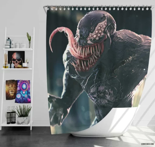 Venom Marvel Sinister Enigma Comic Shower Curtain