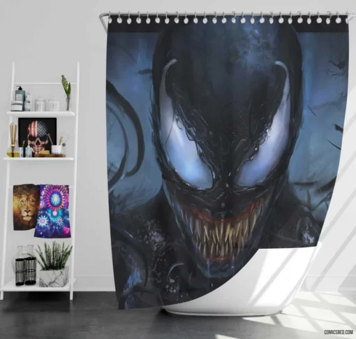 Venom Marvel Sinister Force Comic Shower Curtain