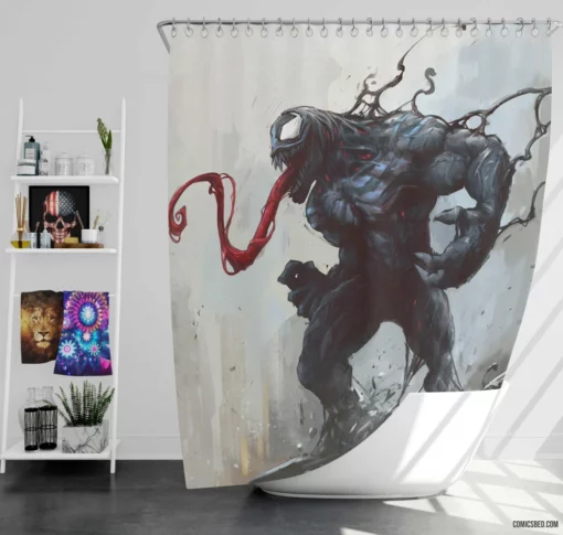 Venom Marvel Sinister Symbiosis Comic Shower Curtain