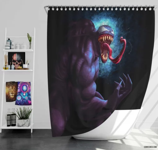 Venom Marvel Sinister Symbiote Unleashed Comic Shower Curtain