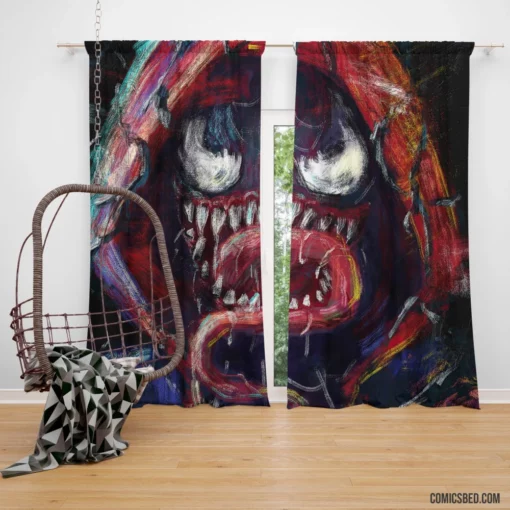 Venom Marvel Symbiotic Menace Miles Morales Comic Curtain