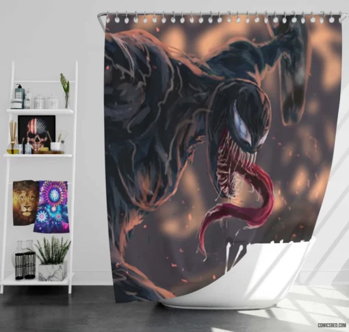 Venom Marvel Symbiotic Threat Comic Shower Curtain