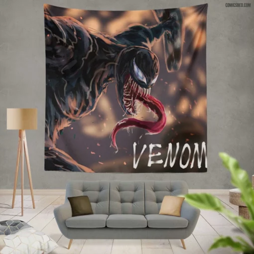 Venom Marvel Symbiotic Threat Comic Wall Tapestry