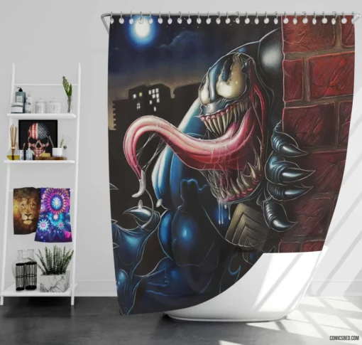 Venom Marvel Symbiotic Villain Comic Shower Curtain