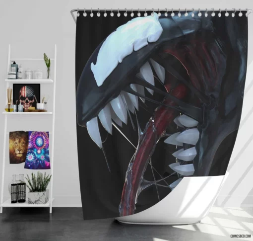 Venom Marvel Vicious Symbiote Saga Comic Shower Curtain