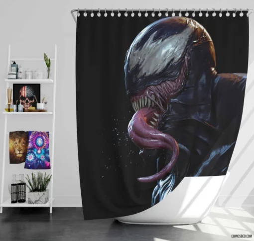 Venom Marvel Vicious Symbiote Unleashed Comic Shower Curtain