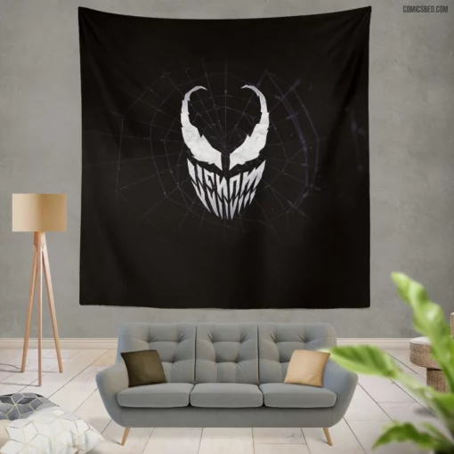 Venom Minimalist Sinister Symbol Comic Wall Tapestry