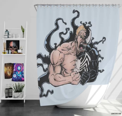 Venom Sinister Symbiote Comic Shower Curtain