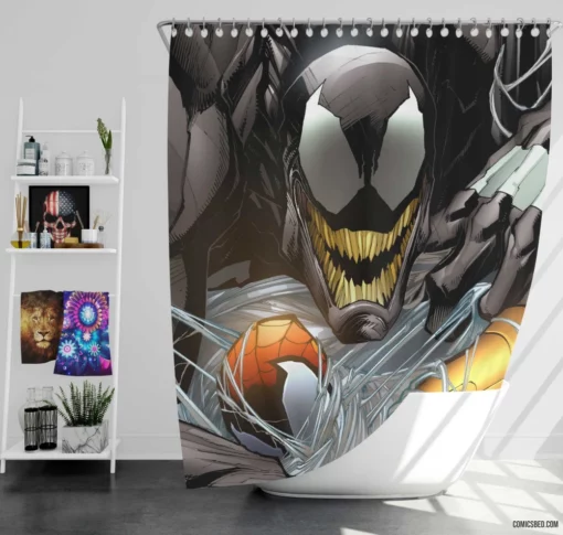 Venom Spider-Man Lethal Encounter Comic Shower Curtain