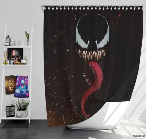 Venom Symbiote Dark Evolution Comic Shower Curtain