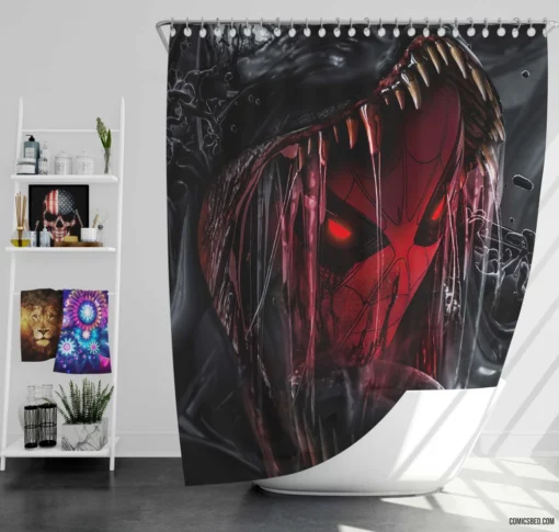 Venom Unleashed Marvel Heroic Conflict Comic Shower Curtain