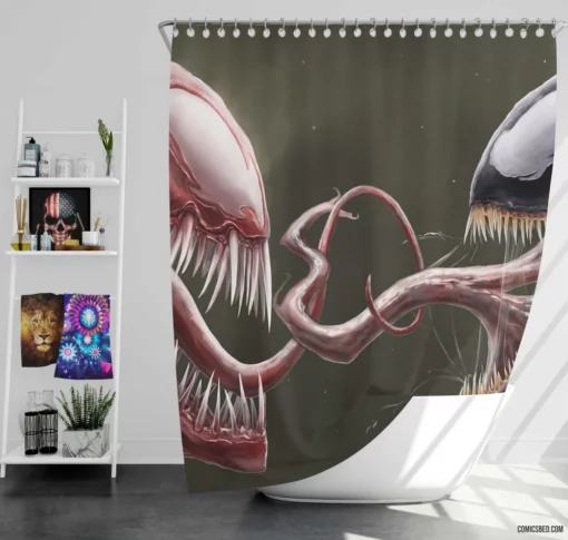 Venom vs Carnage Symbiote Showdown Comic Shower Curtain