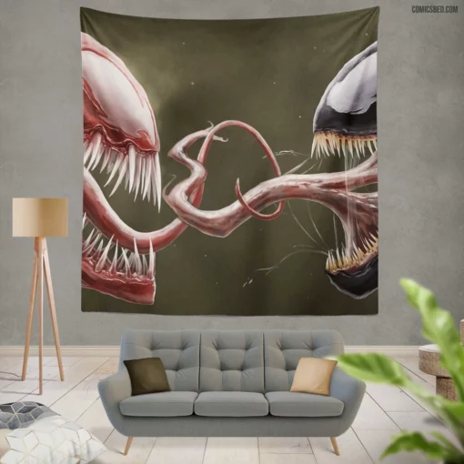 Venom vs Carnage Symbiote Showdown Comic Wall Tapestry