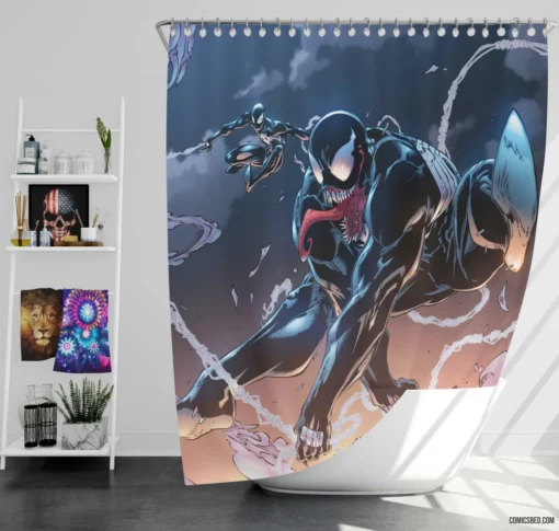 Venom vs. Spider-Man Marvel Conflict Comic Shower Curtain