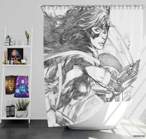 Vigilante Heroine Chronicles DC Huntress Comic Shower Curtain