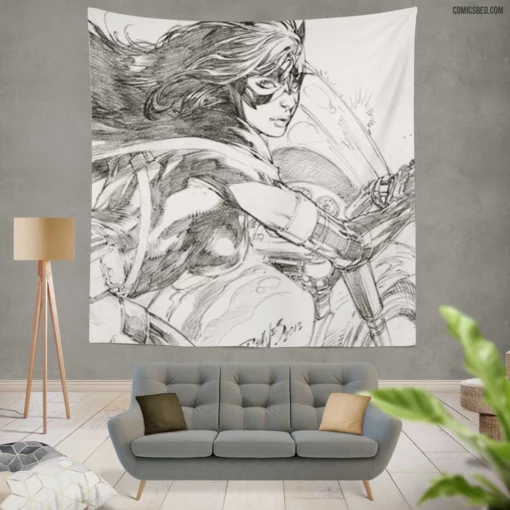 Vigilante Heroine Chronicles DC Huntress Comic Wall Tapestry