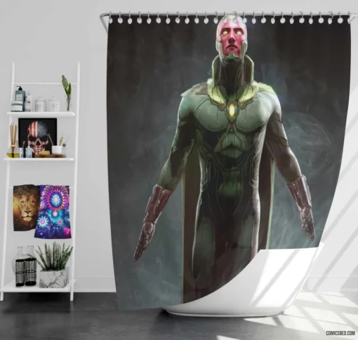 Vision Marvel Synthezoid Avenger Comic Shower Curtain