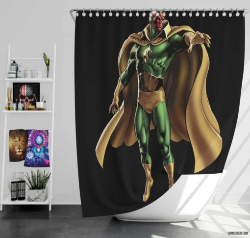 Vision Synthezoid Hero Comic Shower Curtain