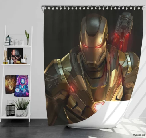 War Machine Marvel Armored Avenger Comic Shower Curtain