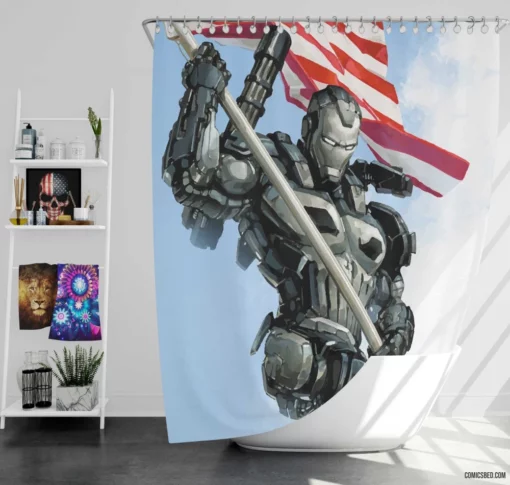 War Machine Marvel Armored Hero Comic Shower Curtain