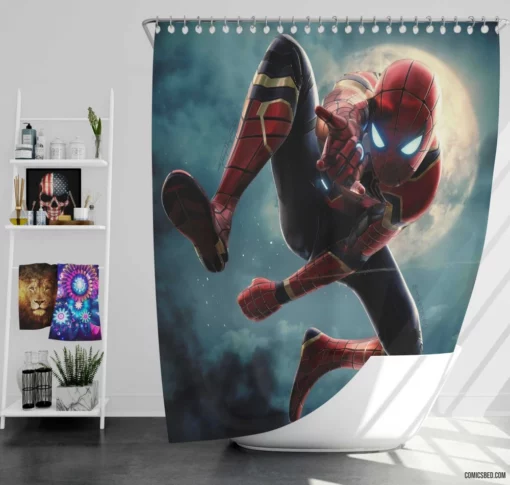 Web-Slinger Dilemma Balancing Act Comic Shower Curtain