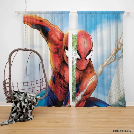 Web-Swinging Marvel Hero Spider-Man Exploits Comic Curtain