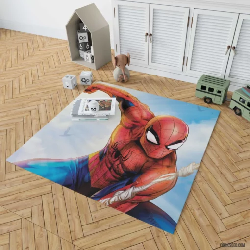 Web-Swinging Marvel Hero Spider-Man Exploits Comic Rug 1