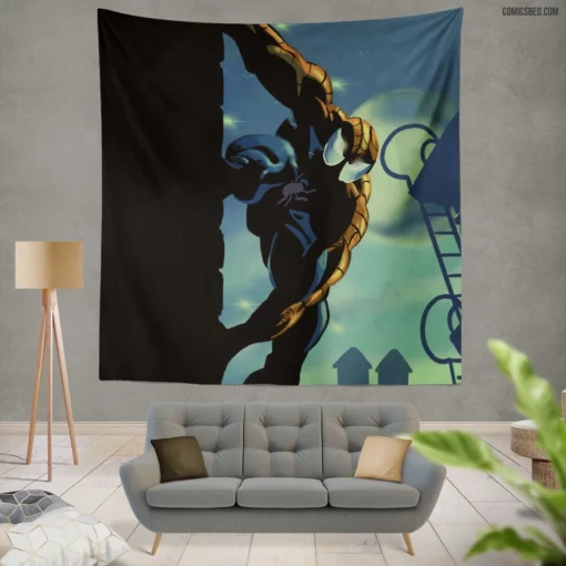 Web-Swinging Marvel Hero Spider-Man Quests Comic Wall Tapestry