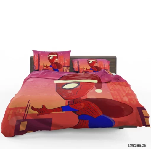 Web-Swinging Spectacle Action Across Dimensions Comic Bedding Set