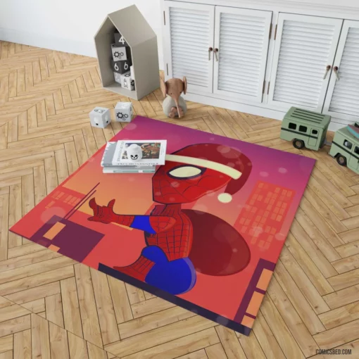 Web-Swinging Spectacle Action Across Dimensions Comic Rug 1