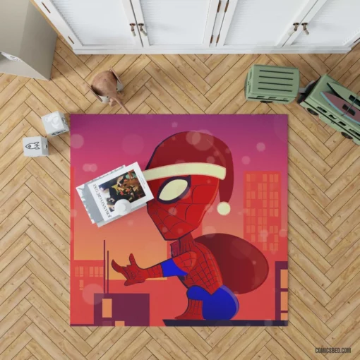 Web-Swinging Spectacle Action Across Dimensions Comic Rug