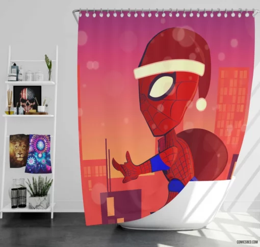 Web-Swinging Spectacle Action Across Dimensions Comic Shower Curtain