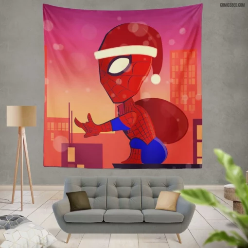 Web-Swinging Spectacle Action Across Dimensions Comic Wall Tapestry