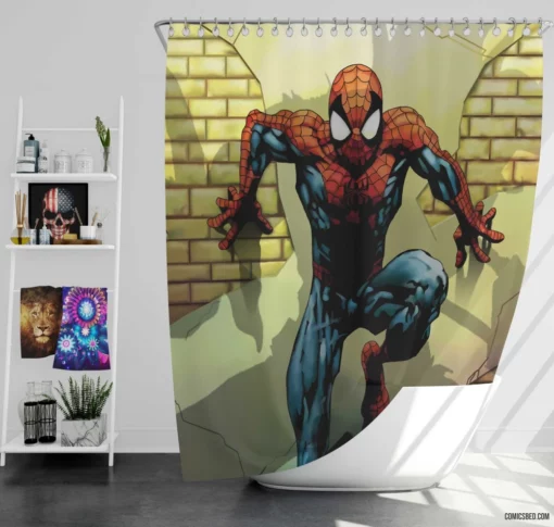 Web-Swinging Vigilance Heroic Pursuits Comic Shower Curtain