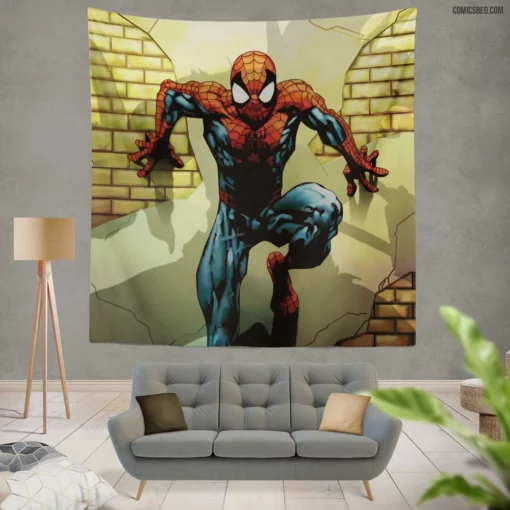 Web-Swinging Vigilance Heroic Pursuits Comic Wall Tapestry