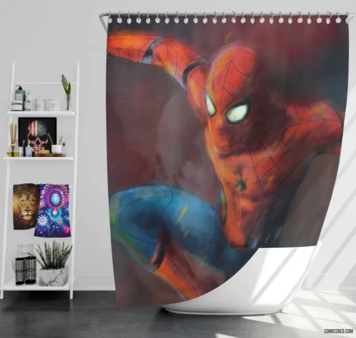 Web of Sacrifice Hero Trial Comic Shower Curtain