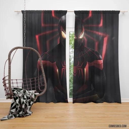 Webbed Spider-Man Marvel Hero in Action Comic Curtain