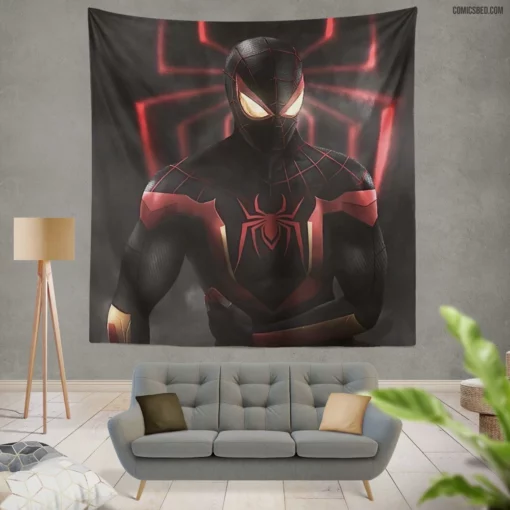 Webbed Spider-Man Marvel Hero in Action Comic Wall Tapestry