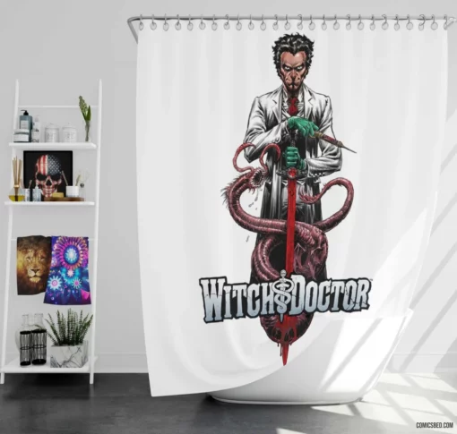 Witch Doctor Supernatural Healer Comic Shower Curtain