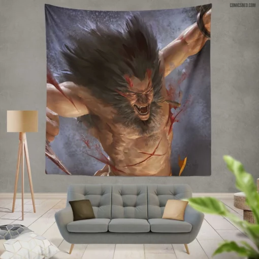 Wolverine Blood X-Men Warrior Comic Wall Tapestry