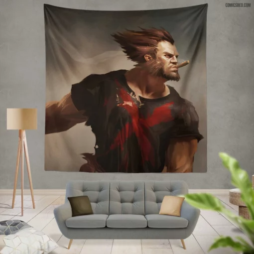 Wolverine Cigar Marvel Adamantium Hero Comic Wall Tapestry