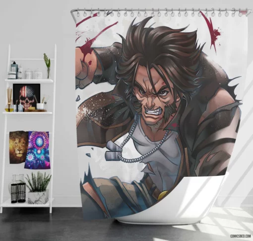 Wolverine Logan Bloody Origins Comic Shower Curtain